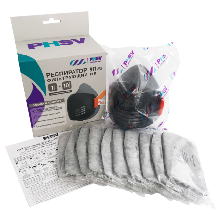 Респиратор фильтрующий 911WG +10 фильтров P1 R детальное фото в интернет-магазине "Фармсервис"
